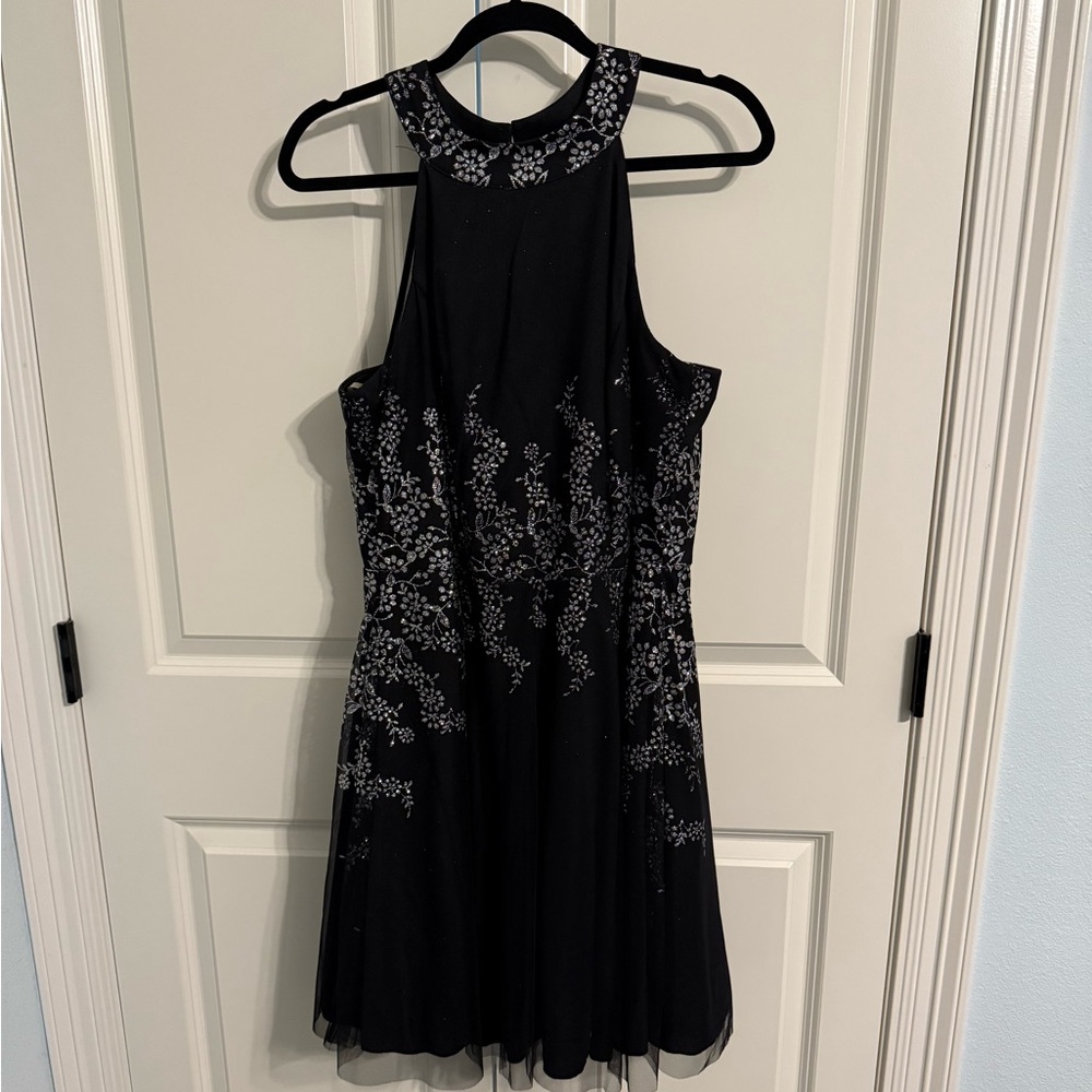 Teeze Me Black and Silver Floral Dress